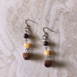 Amber & Yellow Bead Earrings